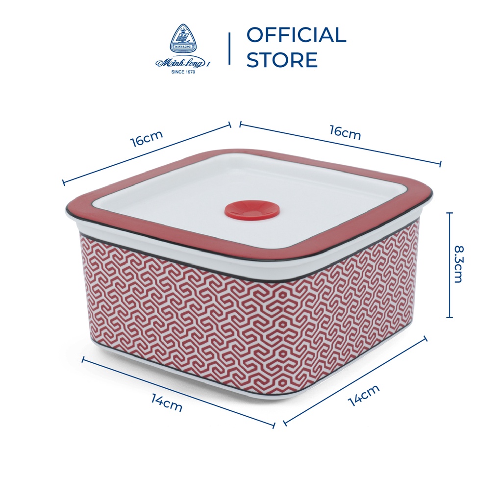 Hộp Cơm, Đựng Thực Phẩm Giữ Nhiệt Sứ Dưỡng Sinh Minh Long - 15 cm - Red Karakusa