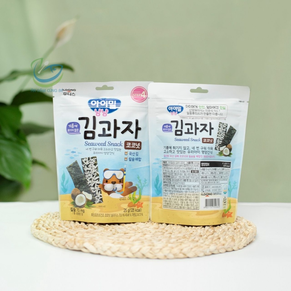 Snack rong biển miếng ăn liền Hàn Quốc hữu cơ cho bé ăn dặm ILDONG giòn ngon chính hãng 88011