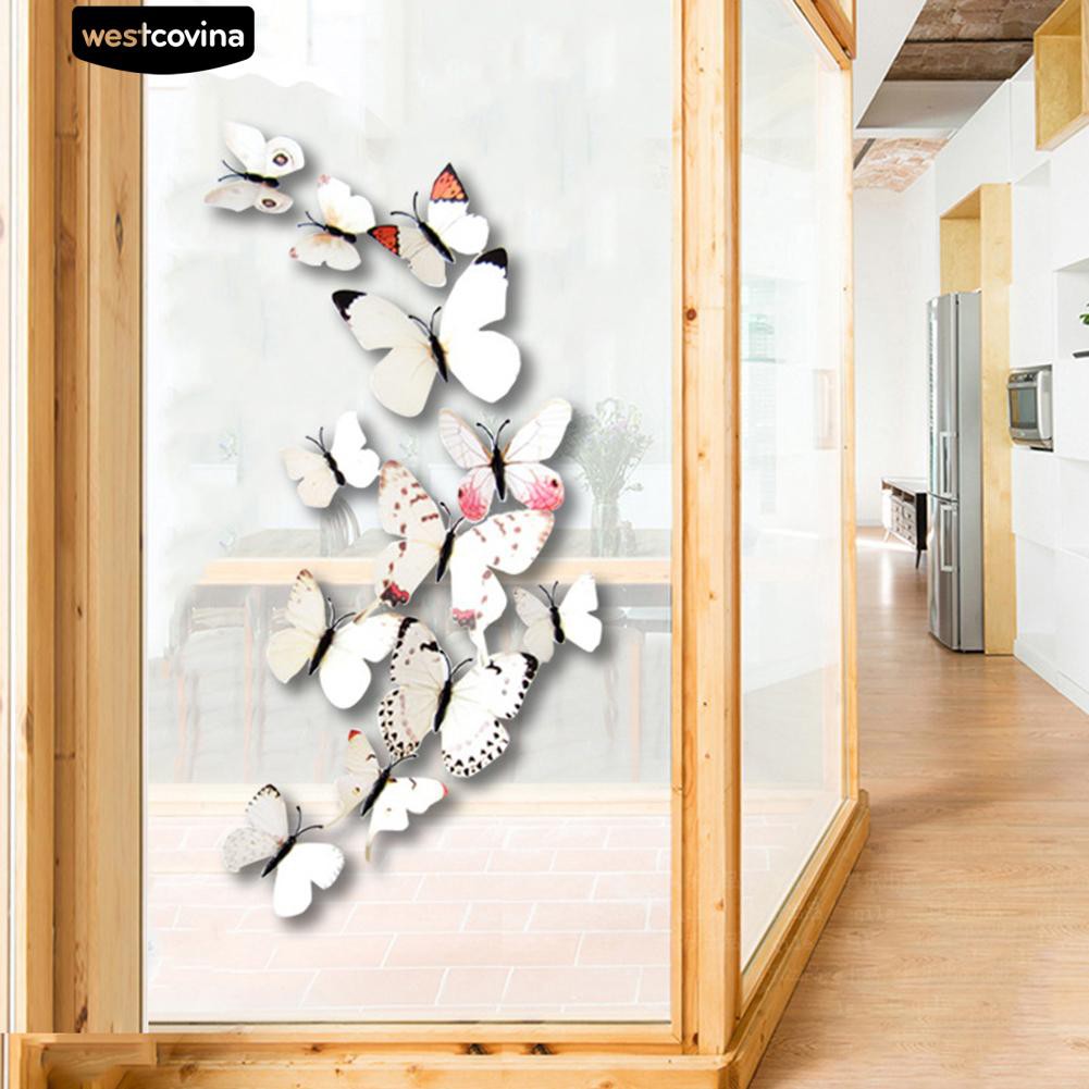 Bộ 12 sticker dán tường hình bướm 3D xinh xắn dùng trang trí
