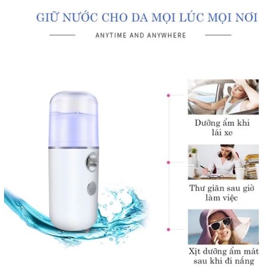 Máy xông tinh dầu mặt mini cầm tay làm sạch mặt mũi họng, phun sương xịt khuẩn khoáng Nano giá rẻ MUNTECH MX01