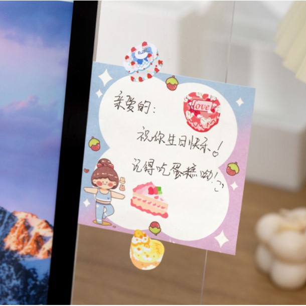 Tấm sticker Yuxian Today's cake hình dán trang trí sổ tay | BST083