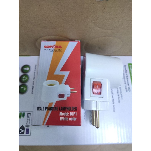 Đui liền phích gắn đèn hiệu Sopoka e27 có công tắc