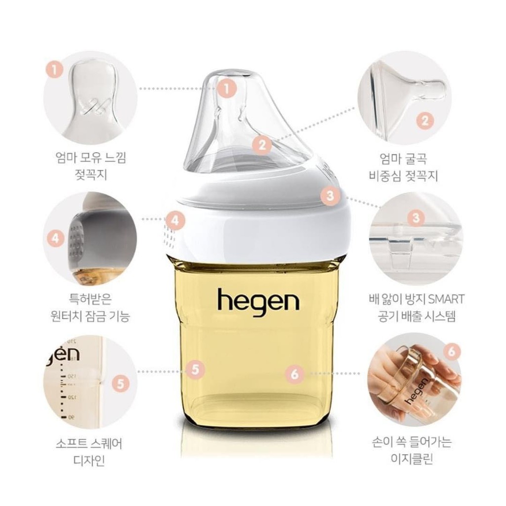 Bình sữa Hegen PPSU cao cấp dành cho bé từ sơ sinh 150ml-240ml-330ml