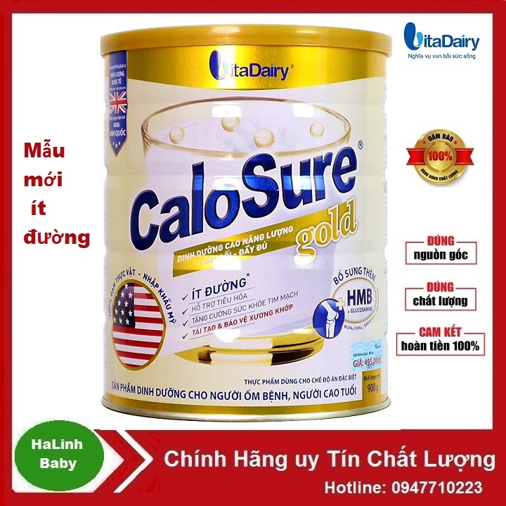 [Tích Điểm Đổi Qùa] Sữa Calosure gold ít đường hộp 900g ( Date 2024 )