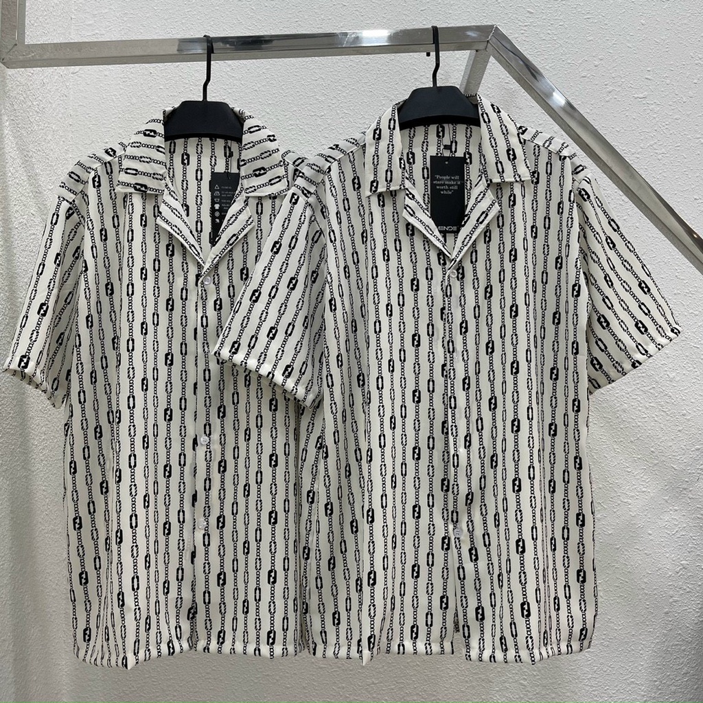 Áo Sơ Mi Lụa Tay Ngắn Họa Tiết Unisex Nam Nữ Chất Mềm Mịn Mát Không Xù