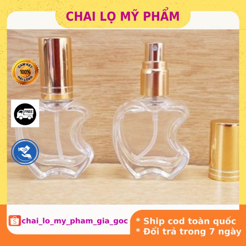 Vỏ Chai lọ chiết nước hoa hình táo thủy tinh 10ml , chai lọ chiết nước hoa , lọ đựng dầu thơm , phụ kiện du lịch