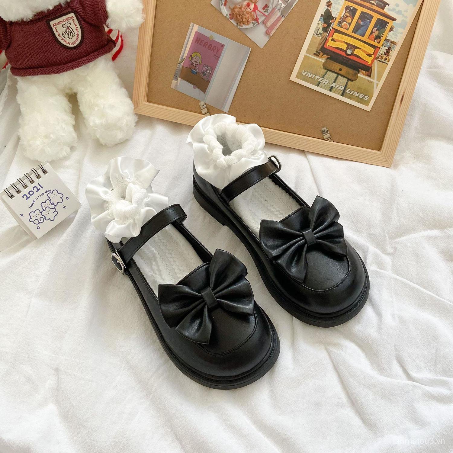Giày Búp Bê Đính Nơ Phong Cách Nhật Bản Nữ Tính 2021