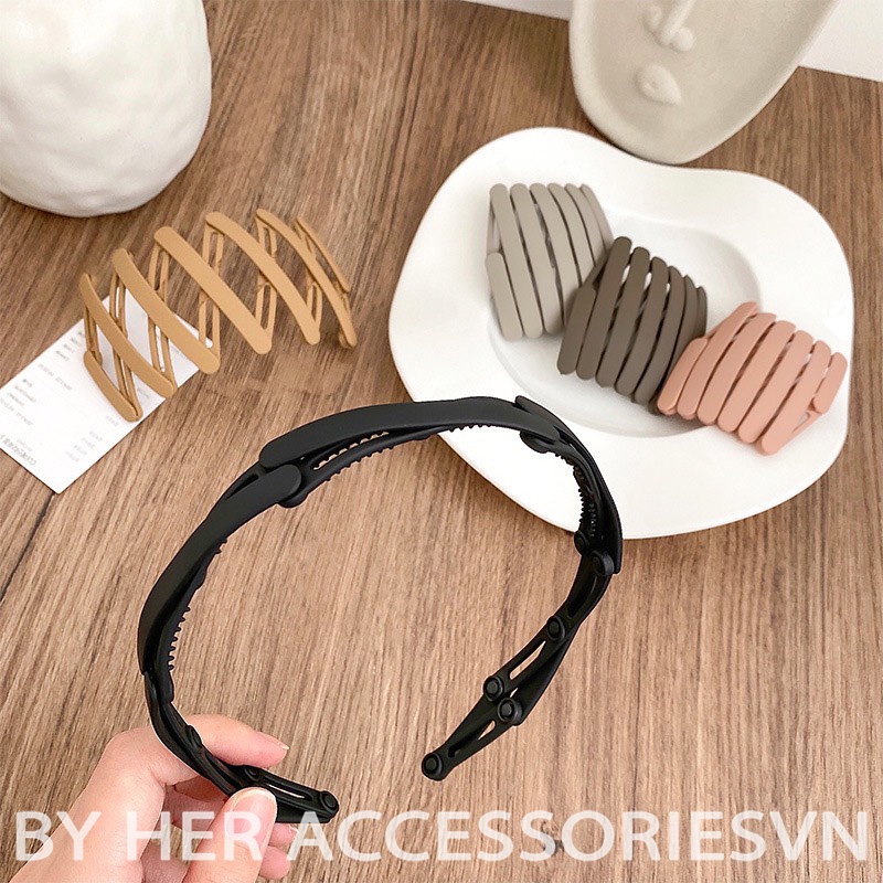 Bờm tóc gấp gọn co giãn, cài tóc nhựa bỏ túi, băng đô tóc her.accessories B2