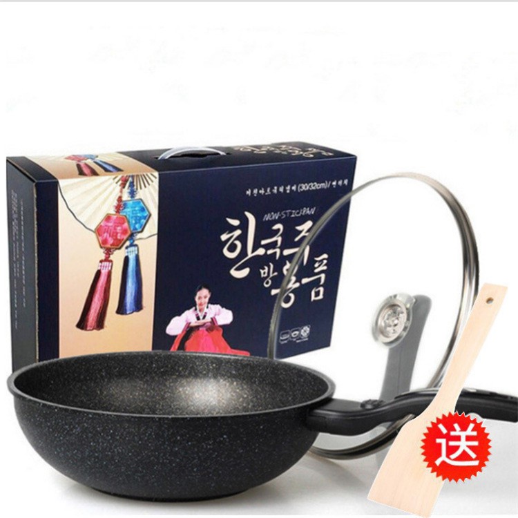 Chảo đá hàn quốc sâu lòng 32cm,chảo dành cho bếp từ kèm vung kính(SIÊU TO)