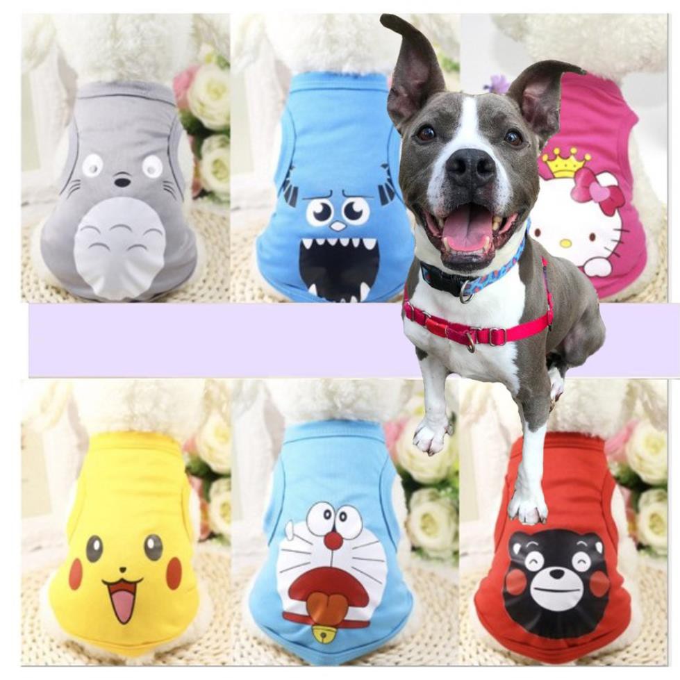 Quần áo cho chó mèo in hình cute loại ba lỗ (hè thu) đủ size