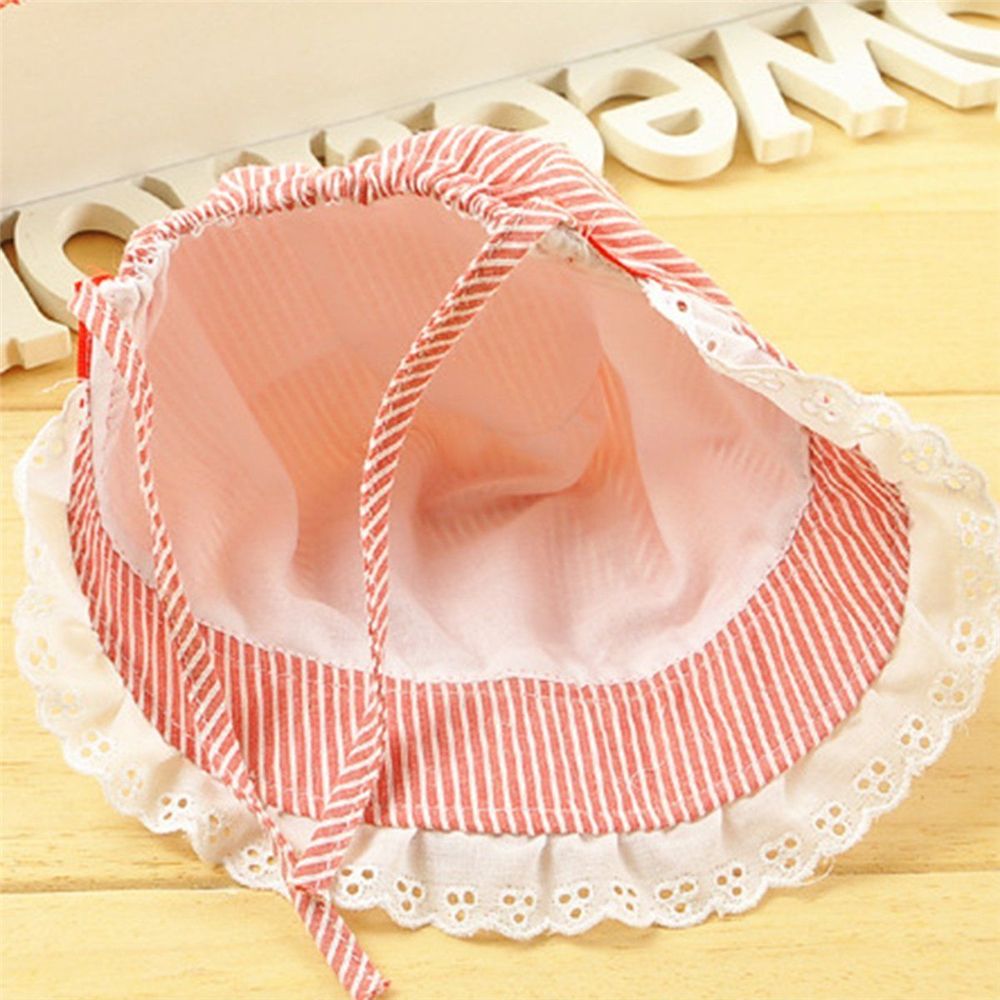 Mũ bucket vải cotton phối ren hoa kẻ sọc xinh xắn thời trang mùa hè cho bé gái