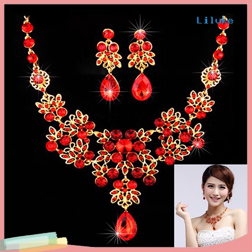 Bộ Vòng cổ Và Đôi Khuyên Tai Hợp Kim Màu Sắc Trang Nhã Cho Nữ