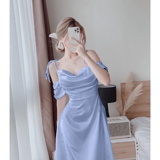 ĐẦM PHI CỔ ĐỔ RỚT VAI 2 DÂY