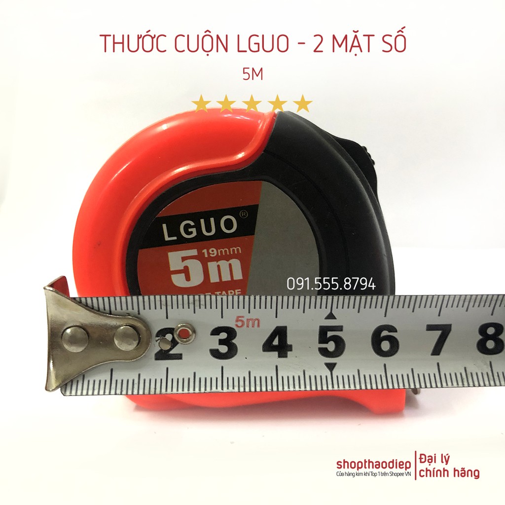 [HÀNG XỊN] Thước Cuộn 5m - 7.5m LGUO 2 mặt số bản 25mm, Thước Dây LGUO Số To và Lỗ Ban