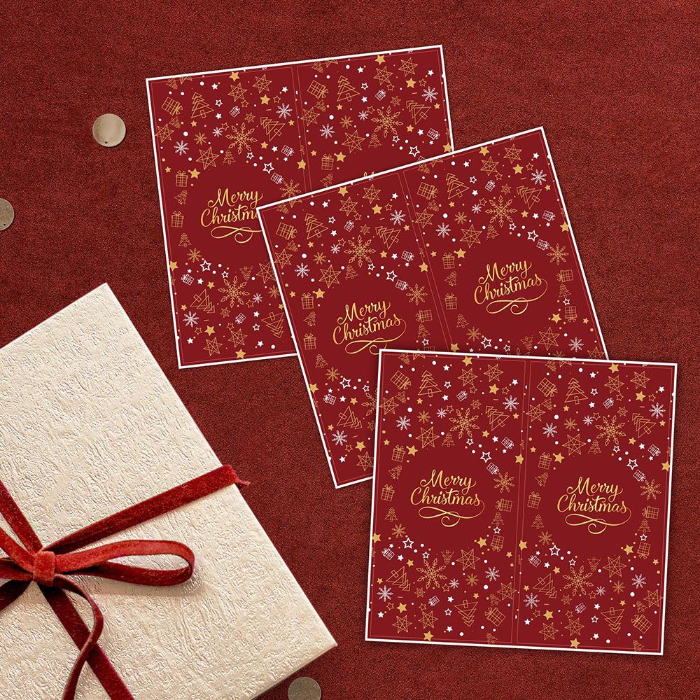 50 Miếng dán trang trí hộp quà giáng sinh hình chữ nhật 5cm x 10cm