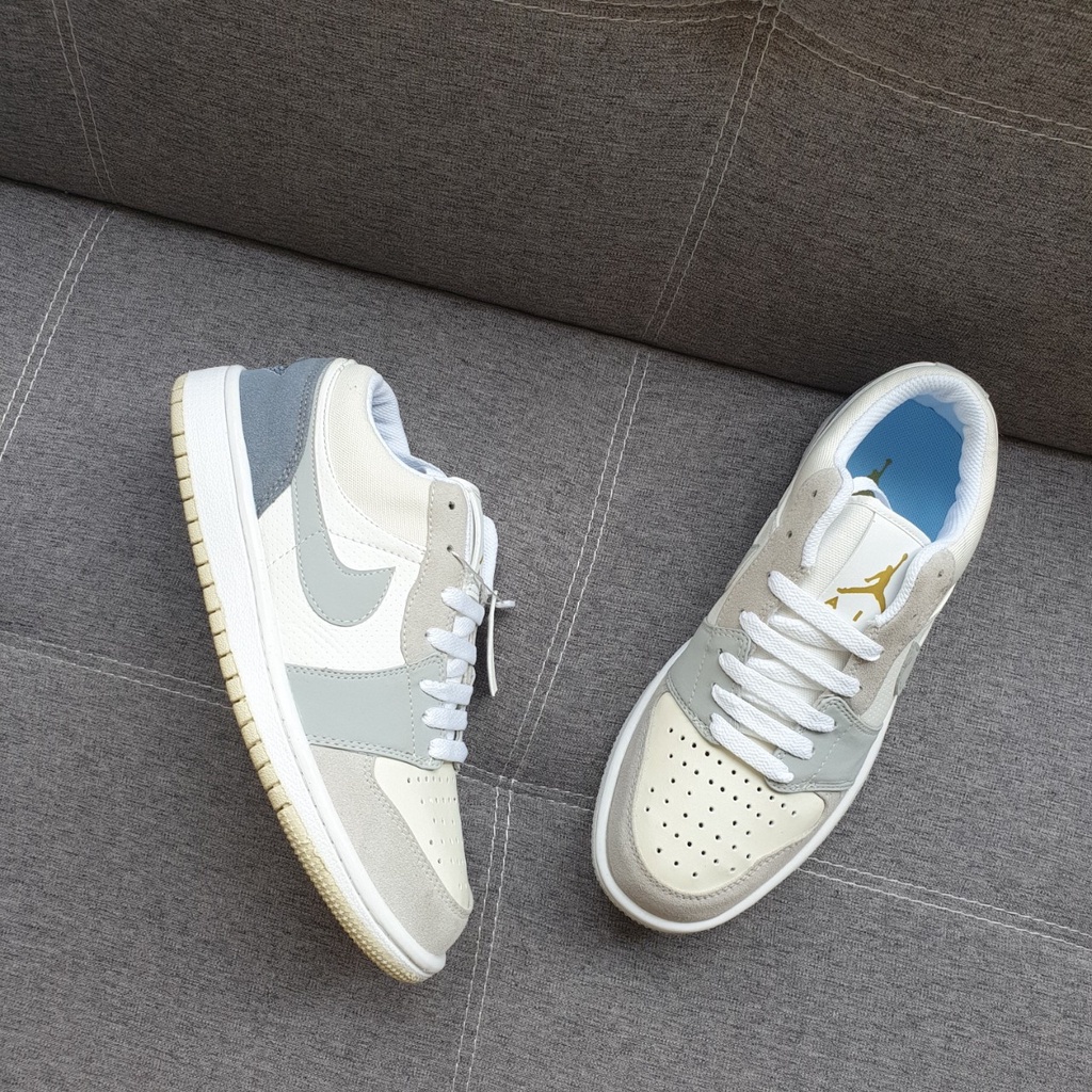 Giày 𝐉𝐨𝐫𝐝𝐚𝐧 1 low paris màu xám xanh nam nữ, Giày sneaker JD 1 paris cổ thấp dễ phối đồ cực