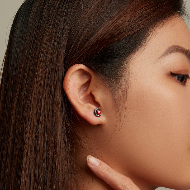 BAMOER Bông Tai bạc 925 HìNh Trăng KhuyếT Halloween ThờI Trang