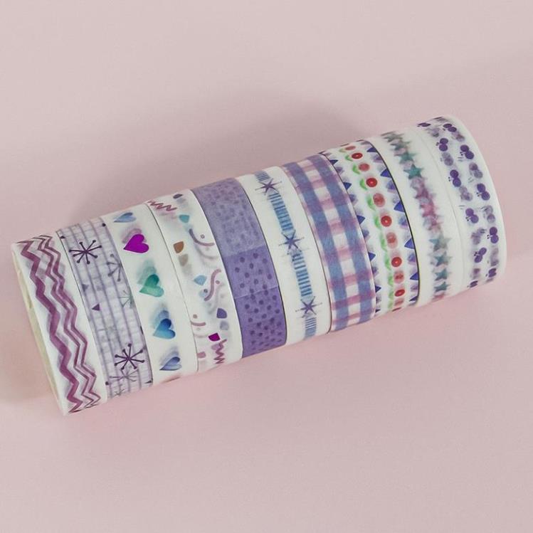 12 Băng dính washi tape 1cm x 3m nhiều mẫu cute
