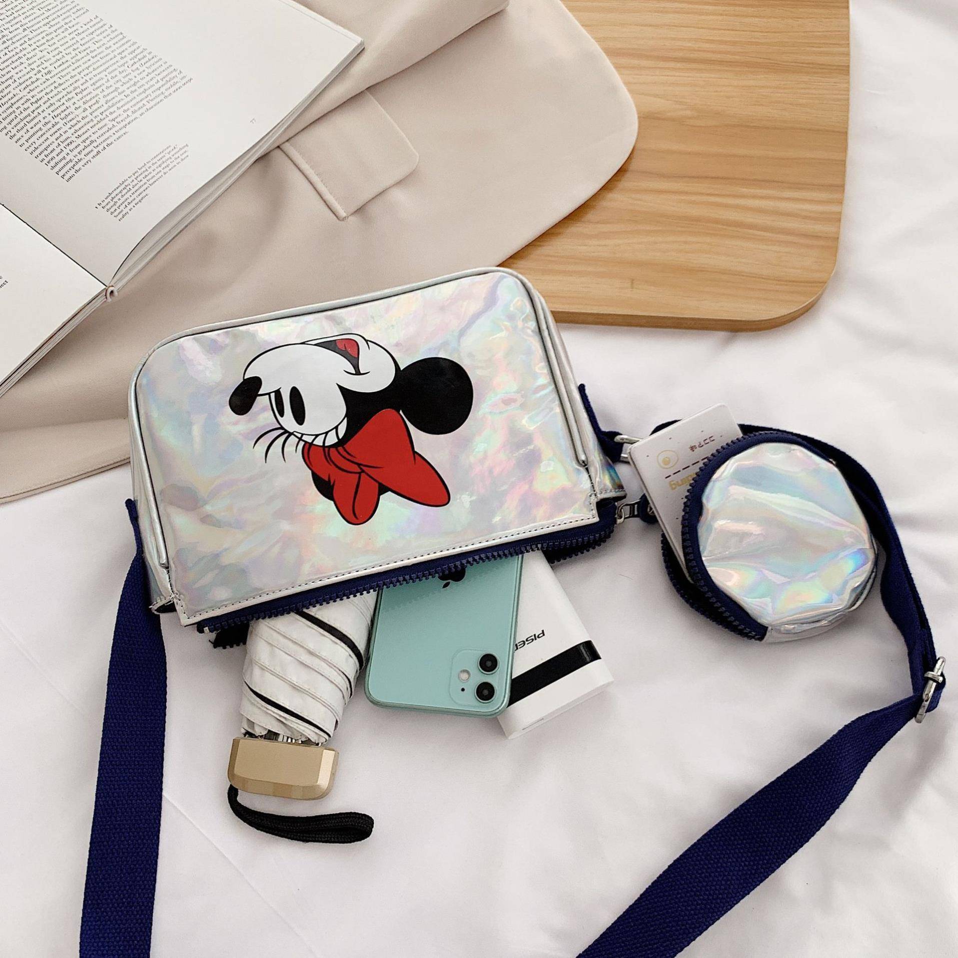 Mickey Mouse Sling Túi Hàn Quốc Túi Messenger Chống Nước 2 Trong 1 Túi Đeo Chéo Thời Trang Túi Đeo Vai Đơn