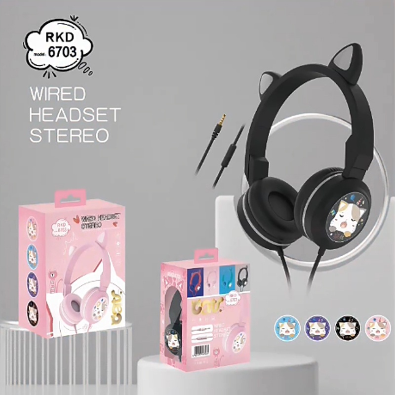 Tai Nghe Chụp Tai Hình Tai Mèo Dễ Thương Có Dây Kèm Mic Cho Máy Tính Bảng/Laptop/MP3