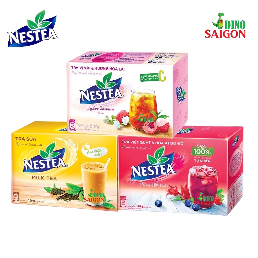 Combo 3 Hộp Trà NESTEA Gồm Các Vị Việt Quất &amp; Hoa Atiso Đỏ, Trà Sữa Và Vải &amp; Hương Hoa Lài