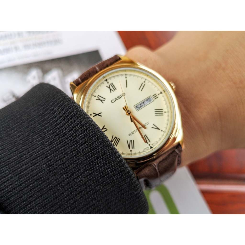 Đồng hồ nam Casio chính hãng MTP-V006, dây da | BigBuy360 - bigbuy360.vn