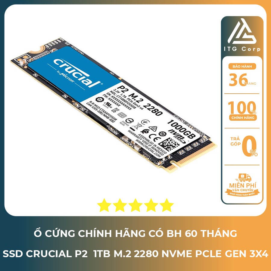 (NEW) Ổ cứng SSD Crucial P2 NVMe 3D-NAND M.2 PCIe Gen3 x4 - Chính hãng Crucial | BigBuy360 - bigbuy360.vn