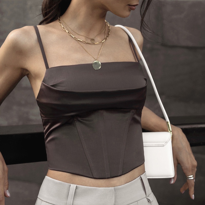 Áo Tank Top Cổ Vuông Không Tay Y2K Thời Trang Dành Cho Nữ