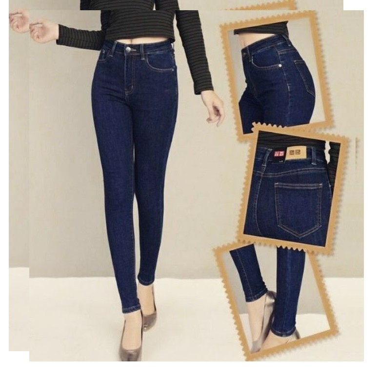 Quần jean nữ lưng cao màu xanh tiêu co giãn siêu tôn giáng ( CÓ BIG SIZE ) 003-sp11