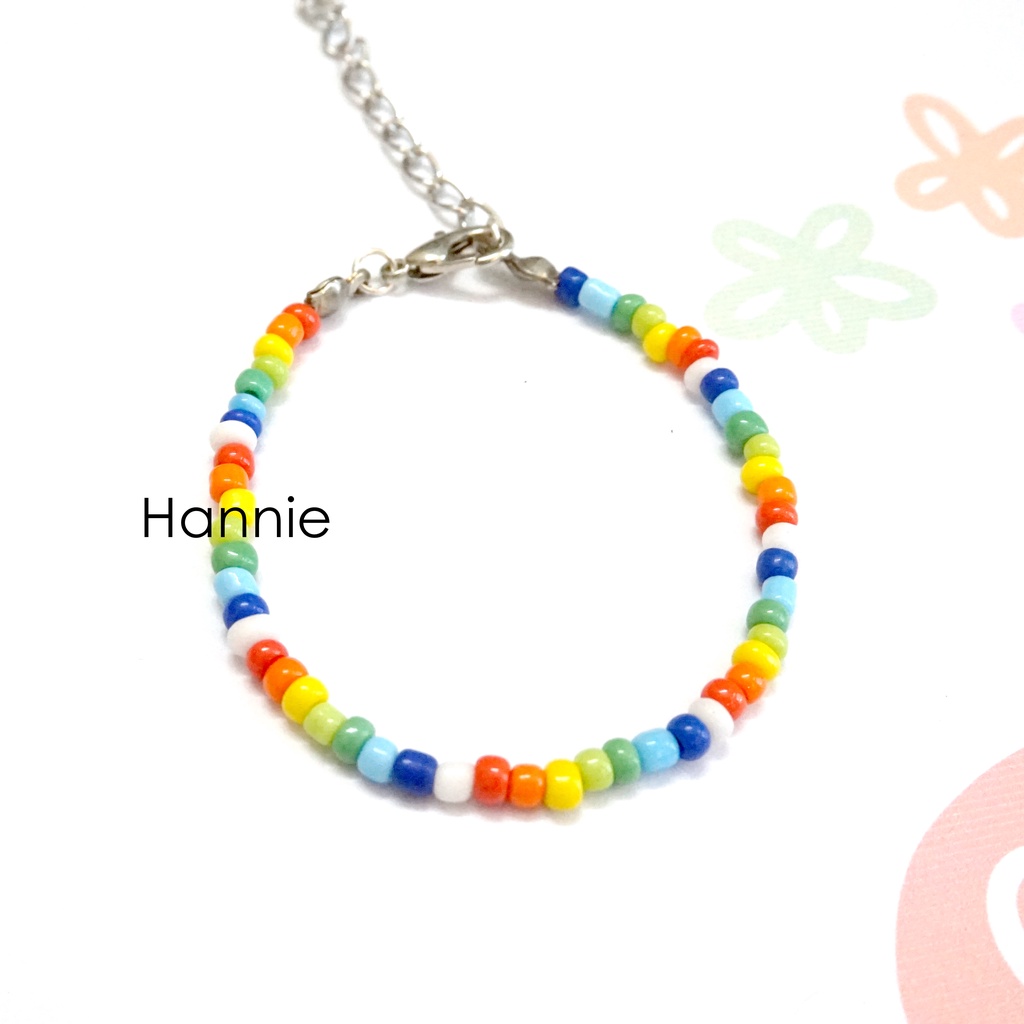Set hạt cườm rainbow cầu vồng mix trắng handmade - Combo vòng cổ vòng tay nhẫn dành cho nam nữ đơn giản