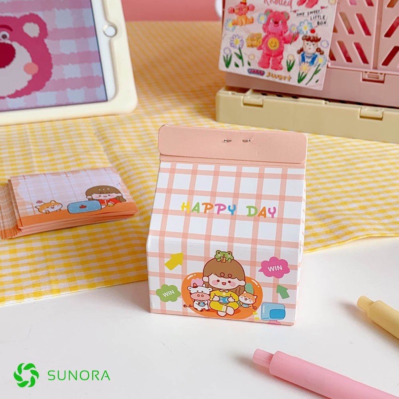 Giấy Note Giấy Ghi Chú Sticky Note Hình Hộp Sữa Xinh Xắn