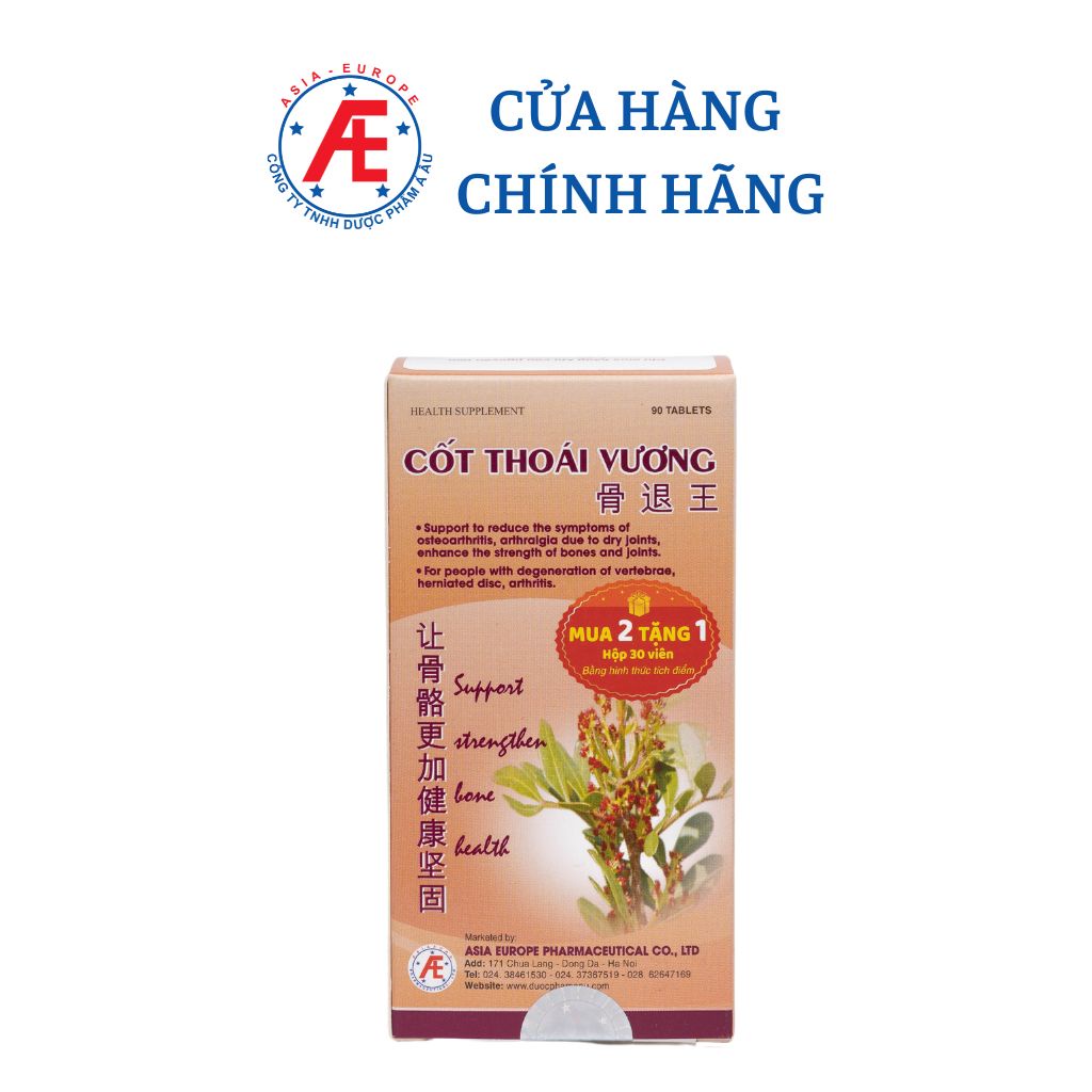 Cốt Thoái Vương giúp giảm thoái hóa, đau vai gáy từ thảo dược Hộp 90 viên và 180 viên từ DƯỢC PHẨM Á ÂU
