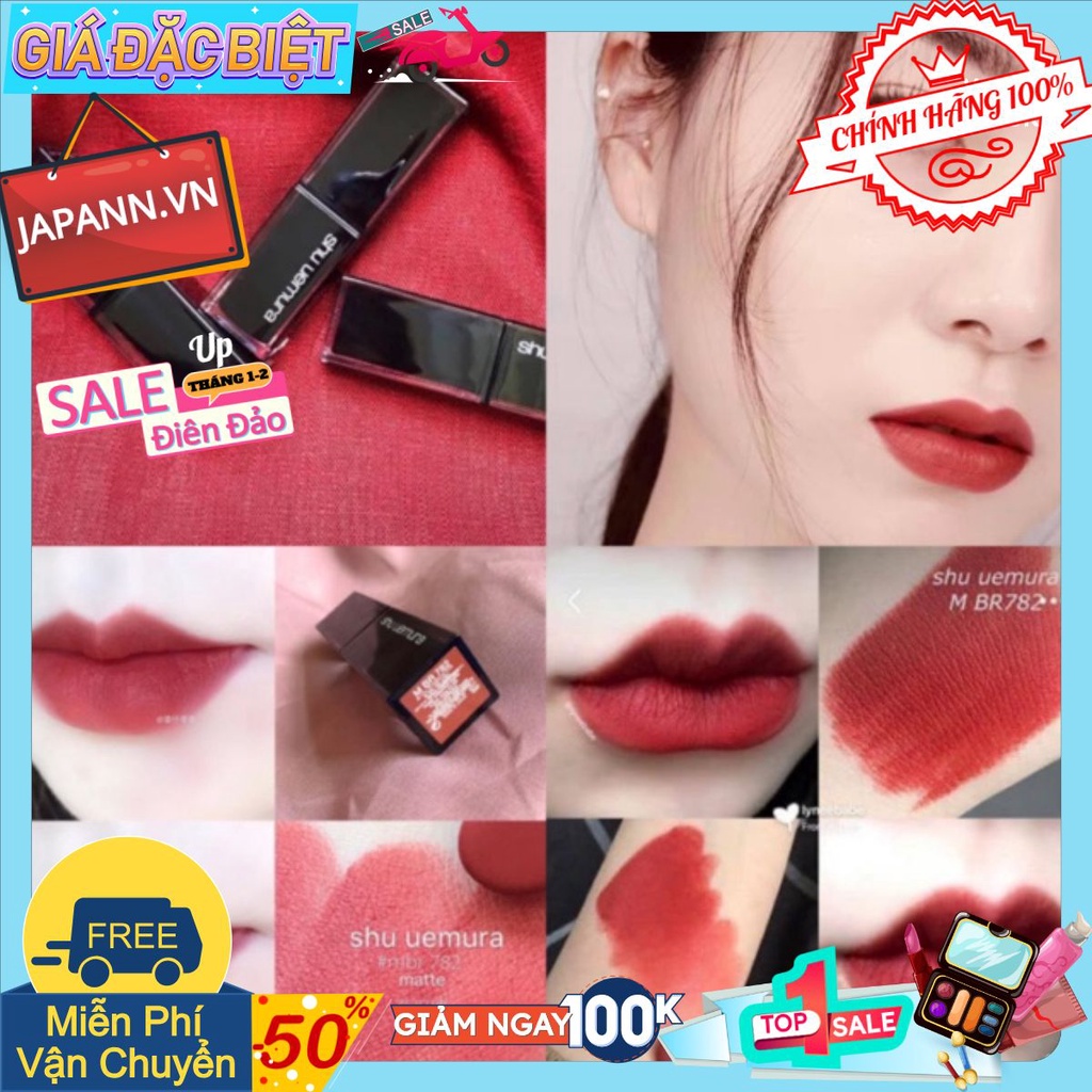 ♥𝐉𝐀𝐏𝐀𝐍𝐍.𝐕𝐍♥ Son SHU UEMURA 782 vỏ đen  đỏ gạch #ＣＨÍＮＨ ＨÃＮＧ １００%