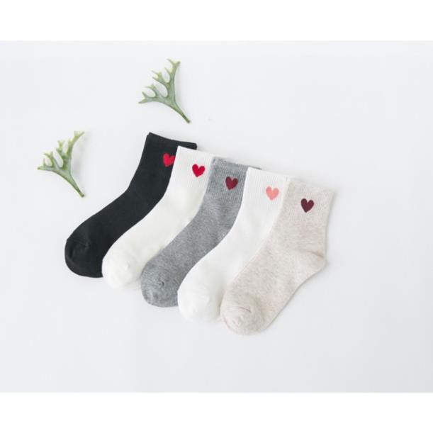 Tất Cao Cổ Tim Tất Tất Cotton Cổ Cao In Họa Tiết Tim Phong Cách Nhật Hàn Phong cách Ulzzang
