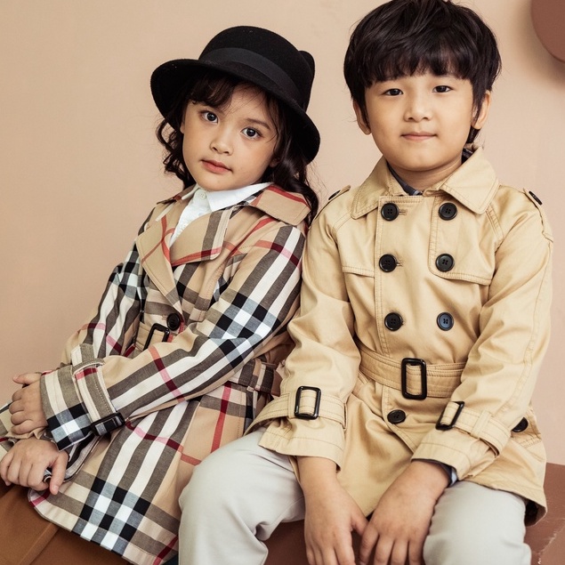 Áo khoác trendcoat bé trai 137KIDS thiết kế cao cấp 2 lớp dày dặn có đai lưng phong cách