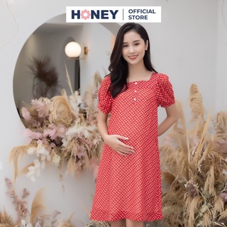 Váy bầu thời trang công sở 2 lớp chất voan lụa nhiều size - Thời trang đầm bầu cao cấp HONEY