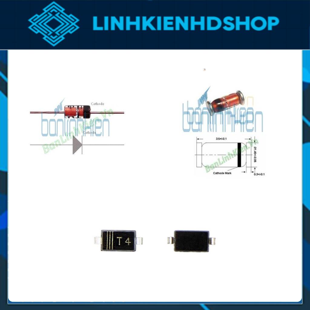 Bộ 10 diode xung 1N4148 DO35 450mA Dip/ Diode muỗi 4148 SOD80/ Diode T4 SOD123 1206