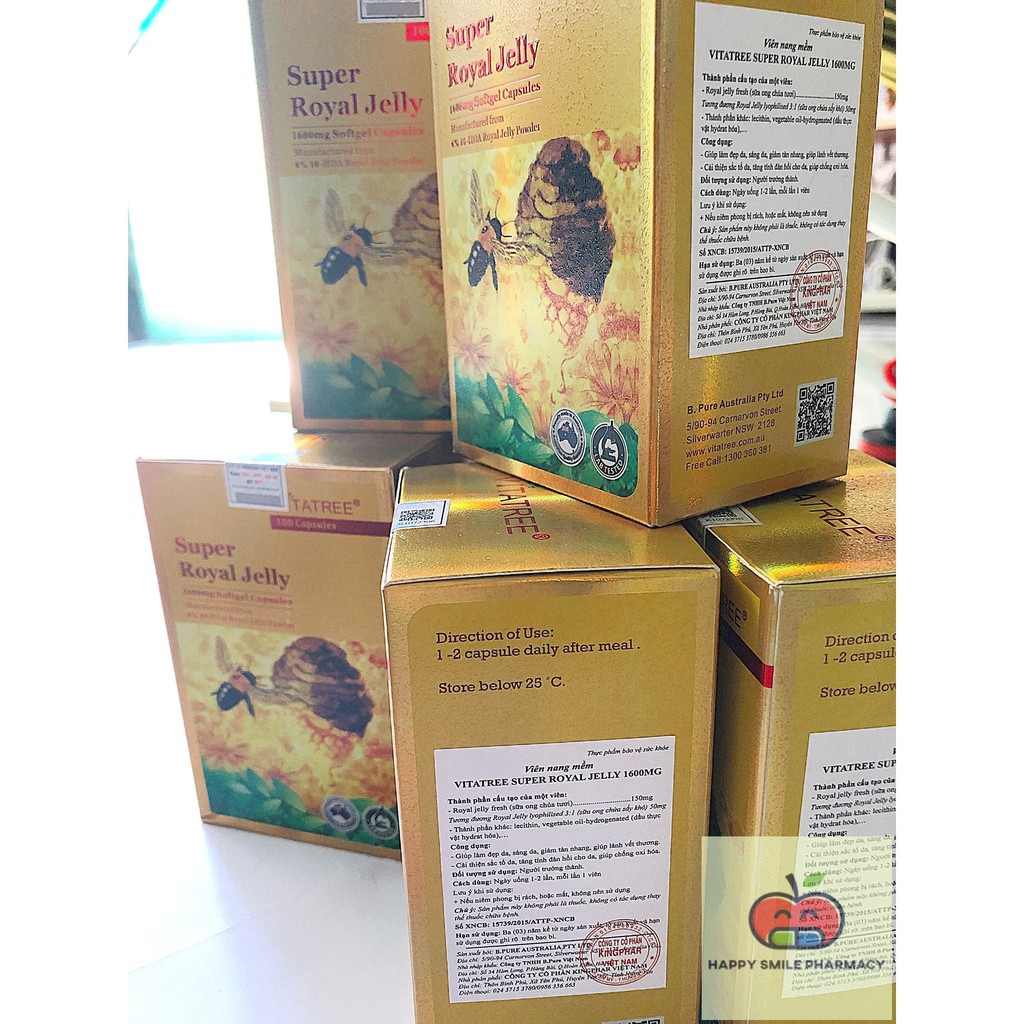 (Được check hàng trước khi đóng gói)VITATREE SUPER ROYAL JELLY 1600MG – Sữa ong chúa Vitaree 100 viên