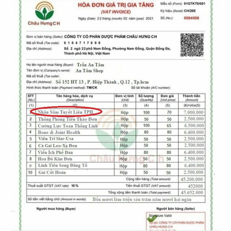 Nhân sâm tuyết liên truy phong hoàn malaysia