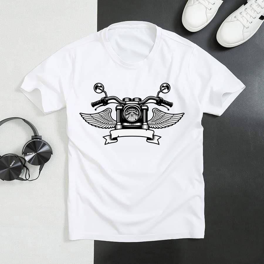 Áo thun unisex nam nữ, mẫu in Biker Đôi Cánh Hot , cổ tròn tay ngắn, chất vải cotton form slimfit mặc là đẹp A24