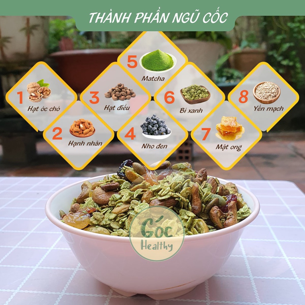 Combo Granola MẬT ONG + MATCHA 100g ngũ cốc ăn kiêng giảm cân - Góc healthy