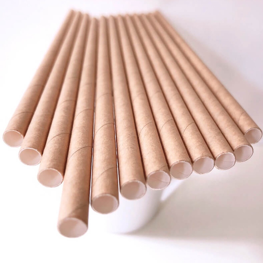 [Tiết kiệm 15%] Set 500 Ống Hút Giấy Kraft Nâu size phi 6mm