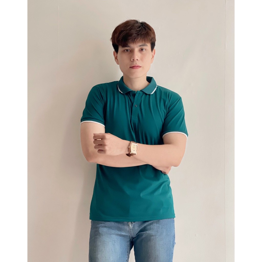 Áo thun nam polo tay ngắn có cổ phối kiểu đơn giản chất cotton đẹp co giãn cao cấp AHFASHION | BigBuy360 - bigbuy360.vn