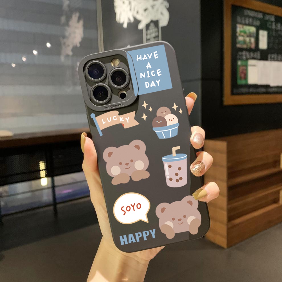 Ốp Điện Thoại Góc Vuông In Hình Gấu Đáng Yêu Cho Xiaomi Redmi Note 11 Pro 5G 11S 10 Pro 4G 10S Redmi 10C 9C A1