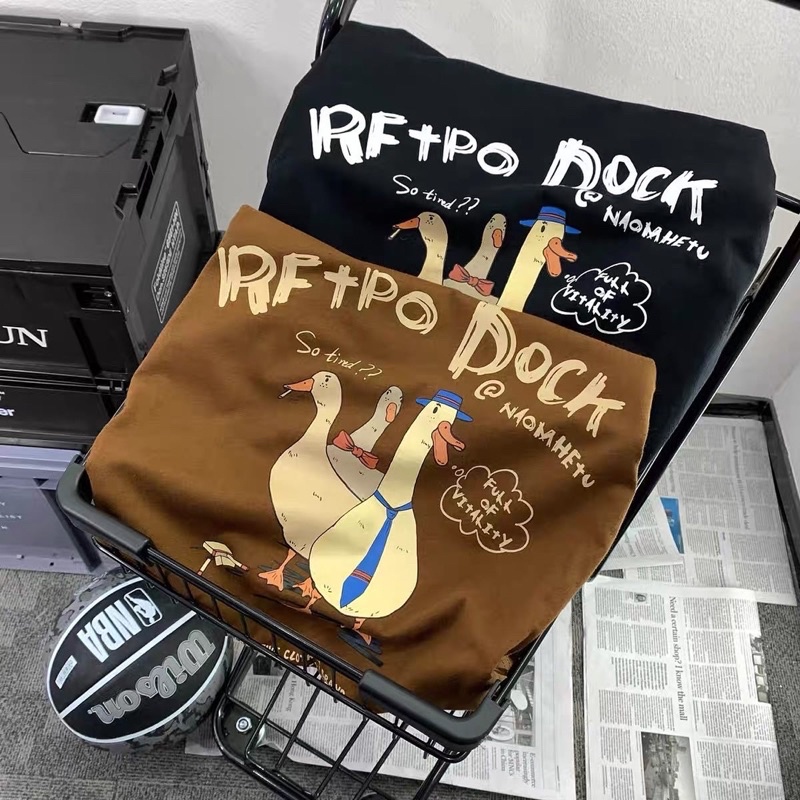 Áo thun tay lỡ nam nữ,in hình Duck 3 màu