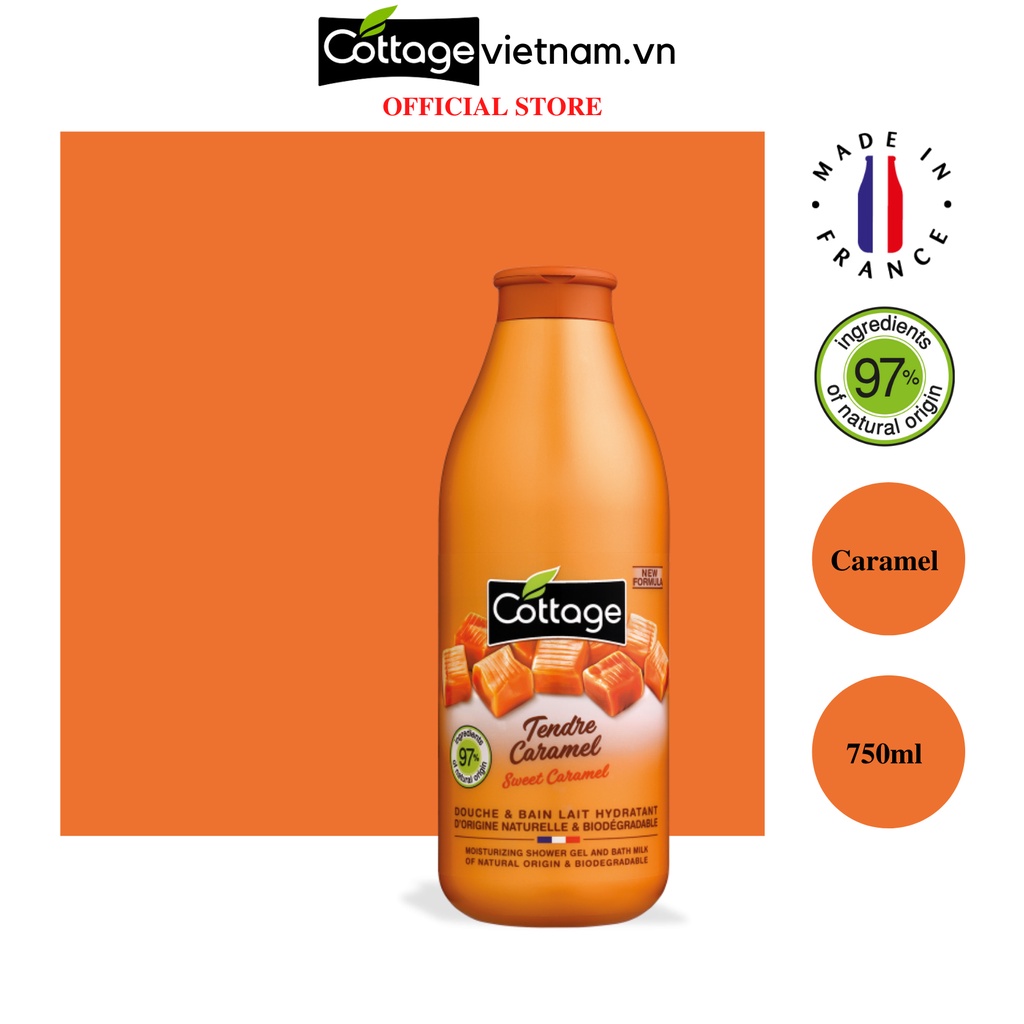 Sữa tắm Cottage của Pháp 750ml, hương Caramel