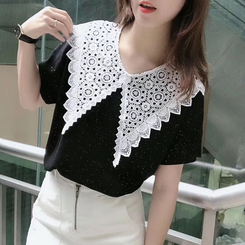 Yoi Cổ Áo Giả Ren Hoa Rỗng Cài Nút Có Thể Tháo Rời Cho Nữ Lap