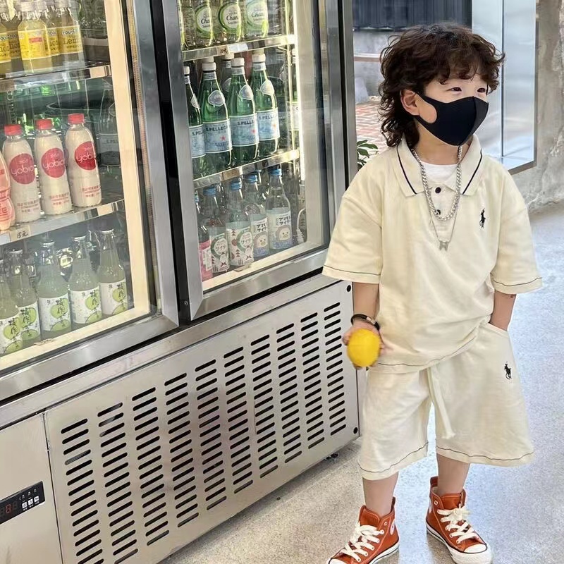 Bộ Áo Thun Polo Ngắn Tay + Quần Short Thoáng Khí Thời Trang Cho Bé