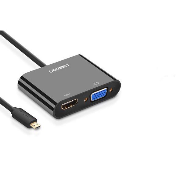 CÁP CHUYỂN ĐỔI MICRO HDMI TO HDMI + VGA UGREEN 30355 (Đen)