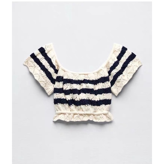 Áo croptop kẻ tay cánh tiên Zarraaa